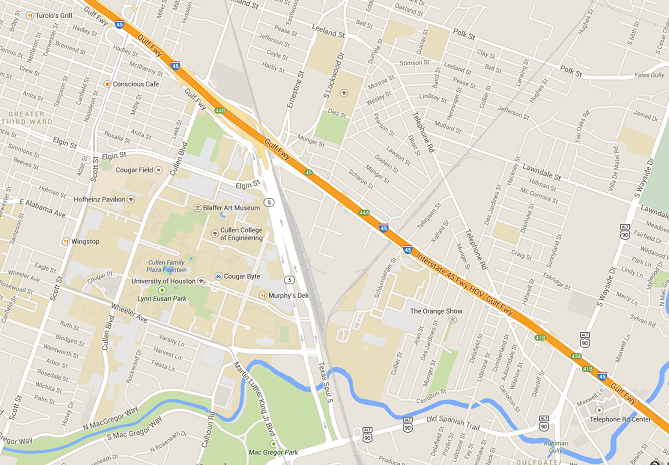 Map of U of Houston and Vicinity